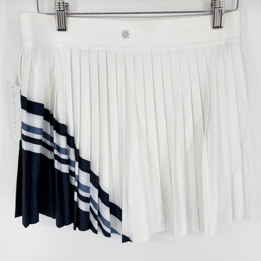 Athleta Match Point Pleated Colorblock Skort Womens M White/Navy Tennis Golf NEW - Picture 4 of 10